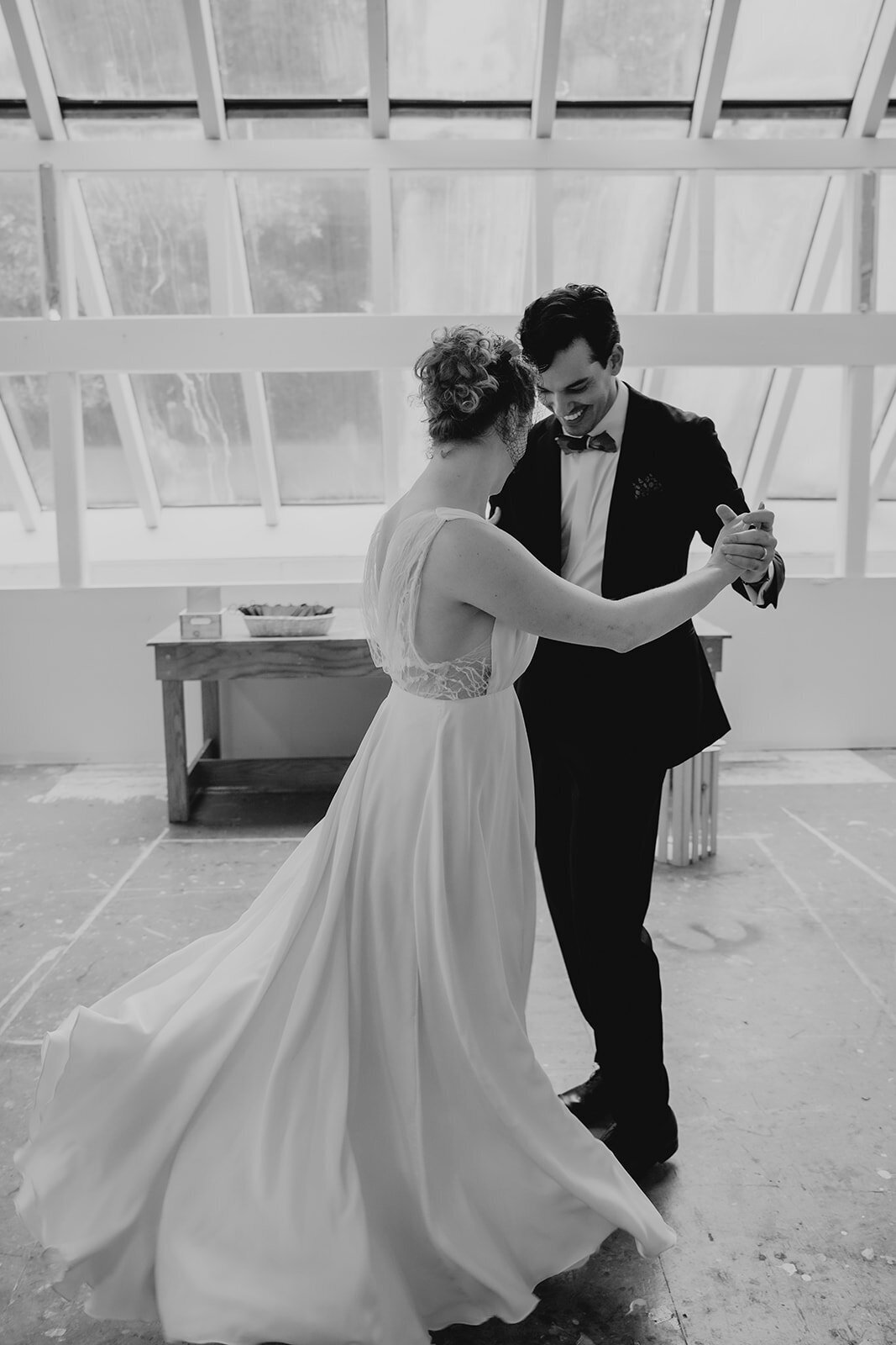 bride and groom dancing during wedding