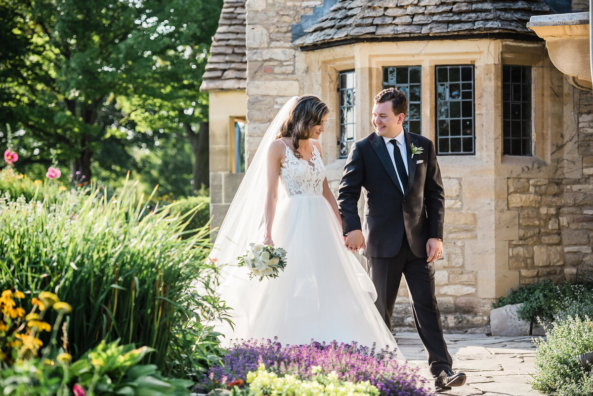Bride and groom at Cotswold Cottage Greenfield Village Wedding