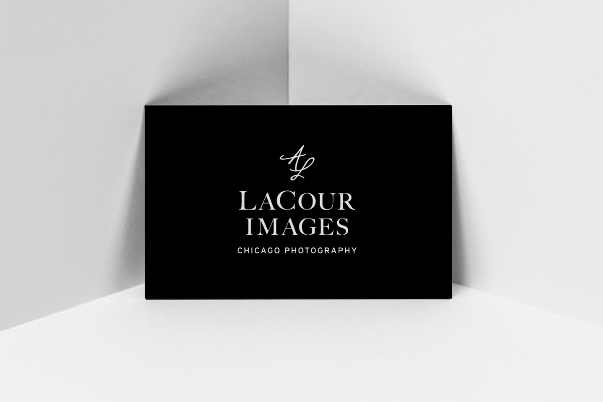 custom business card design for LaCour Images, a Chicago Wedding Photographer