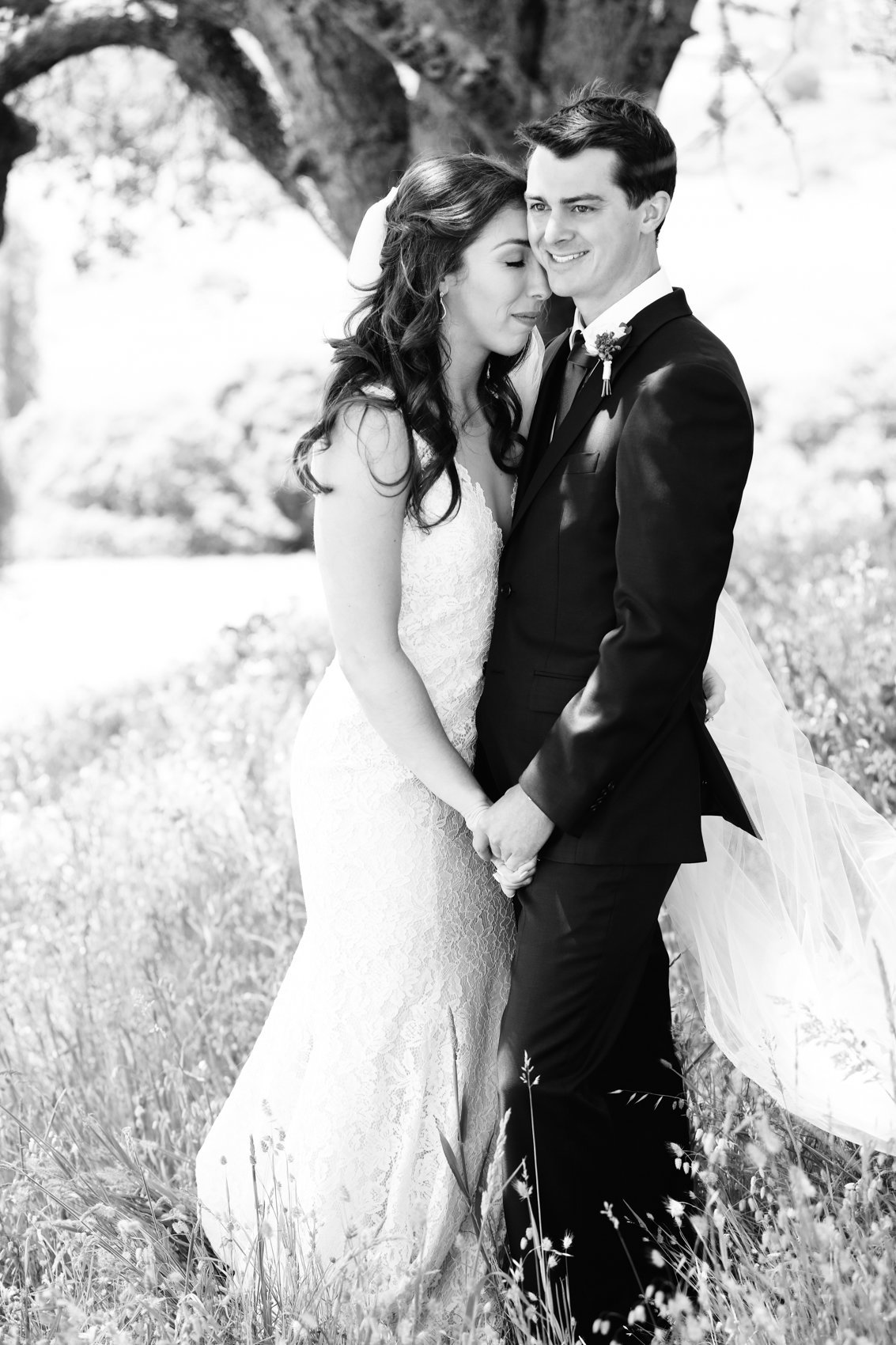 Napa Valley Wedding Photography, Black and White of the Bride and Grooms First Look