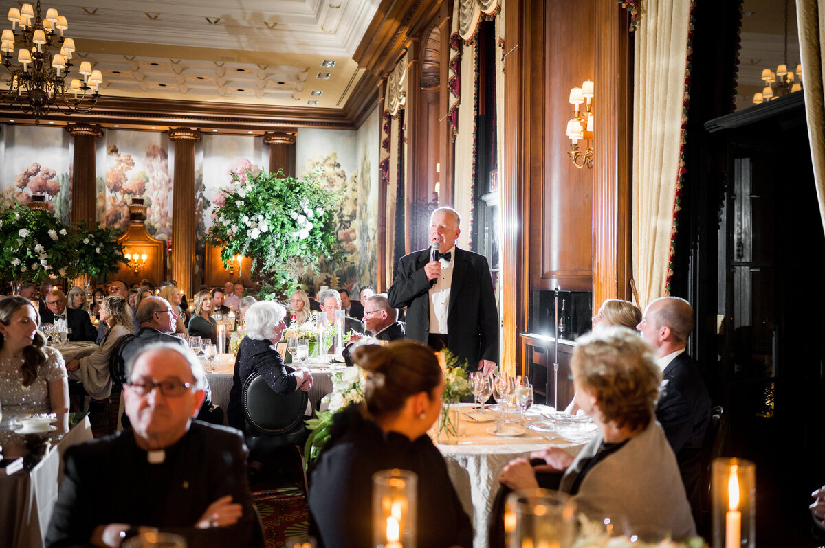 dad toasting to his children at duquesne club wedding reception