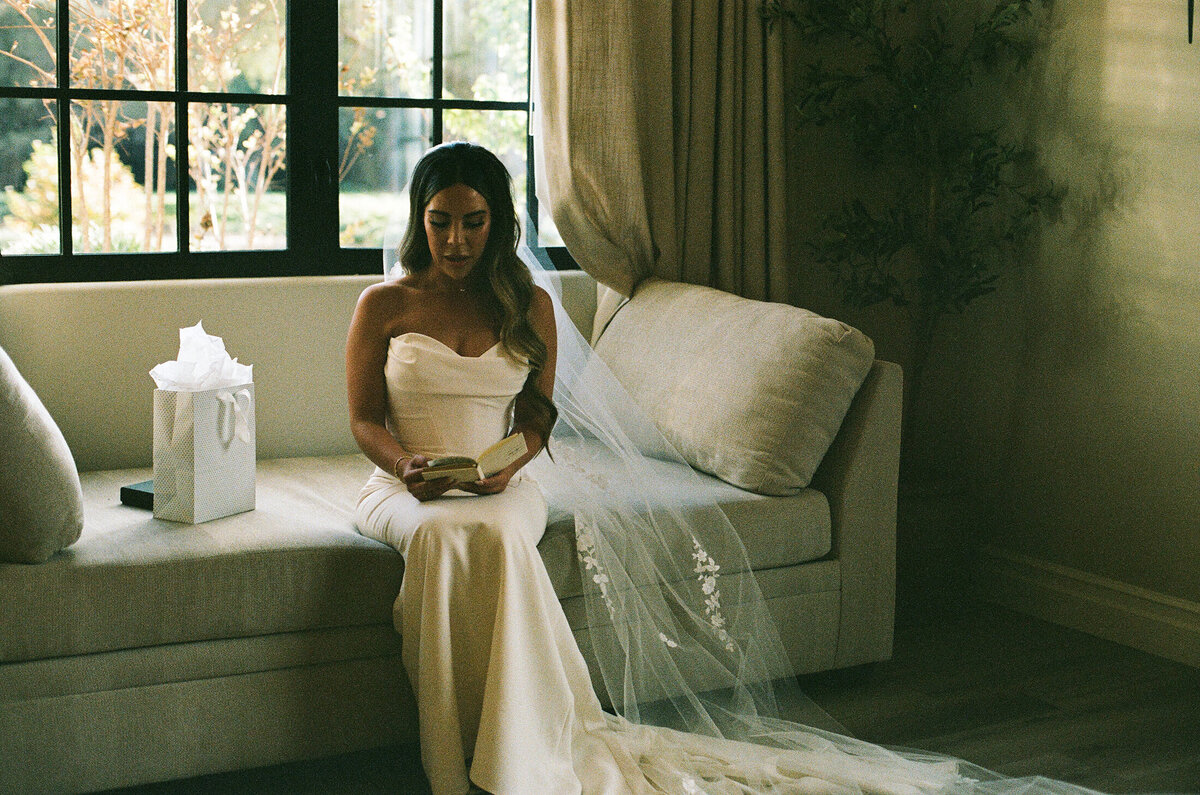 bride reading vowls on 35mmfilm