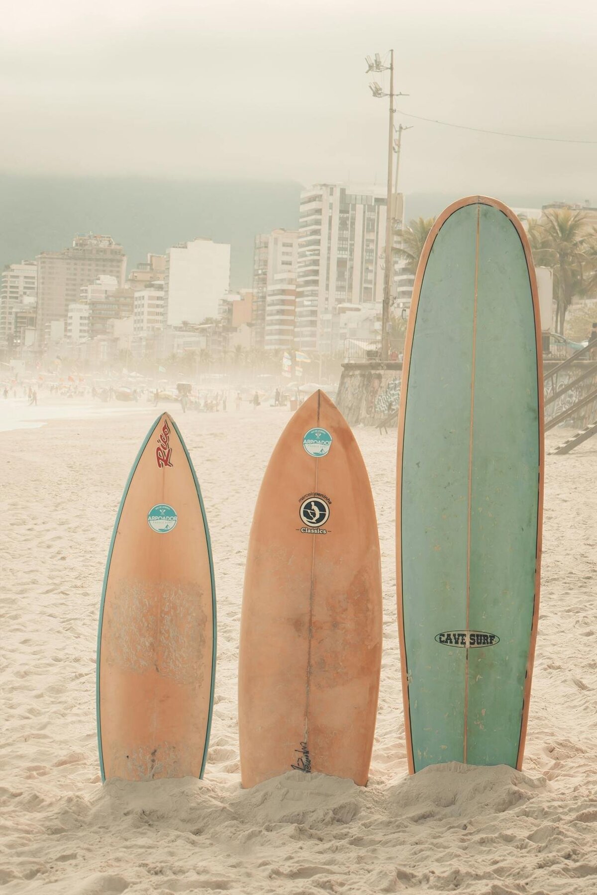 group of surfboards