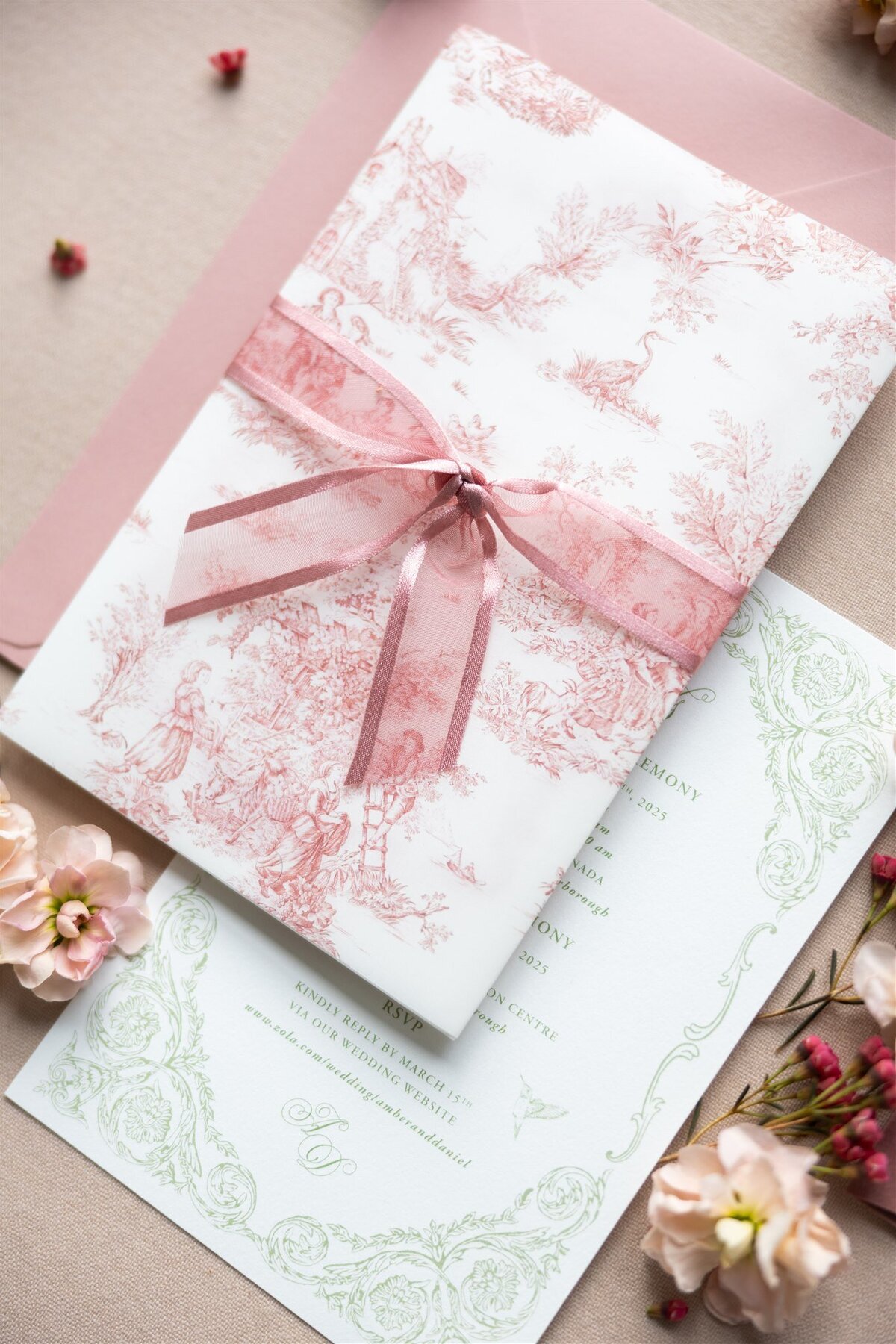 G Designers Letterpress Blush Wedding Invitation 4