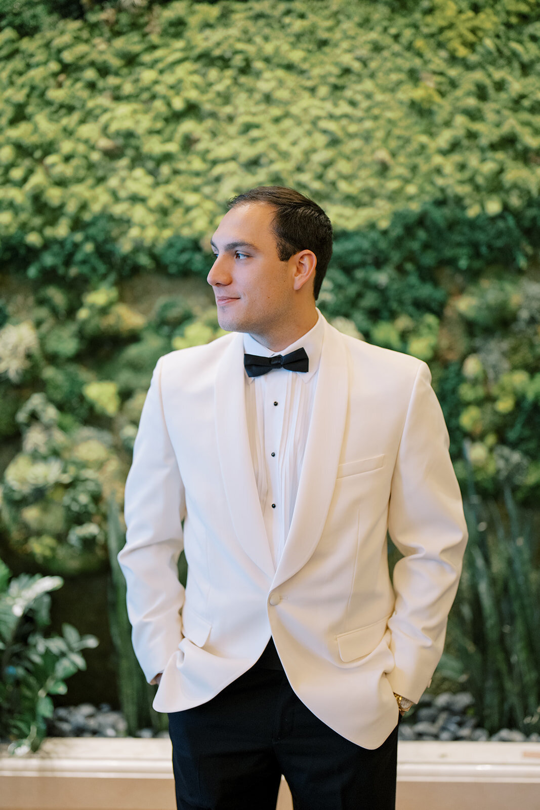 white and black tux for timeless wedding