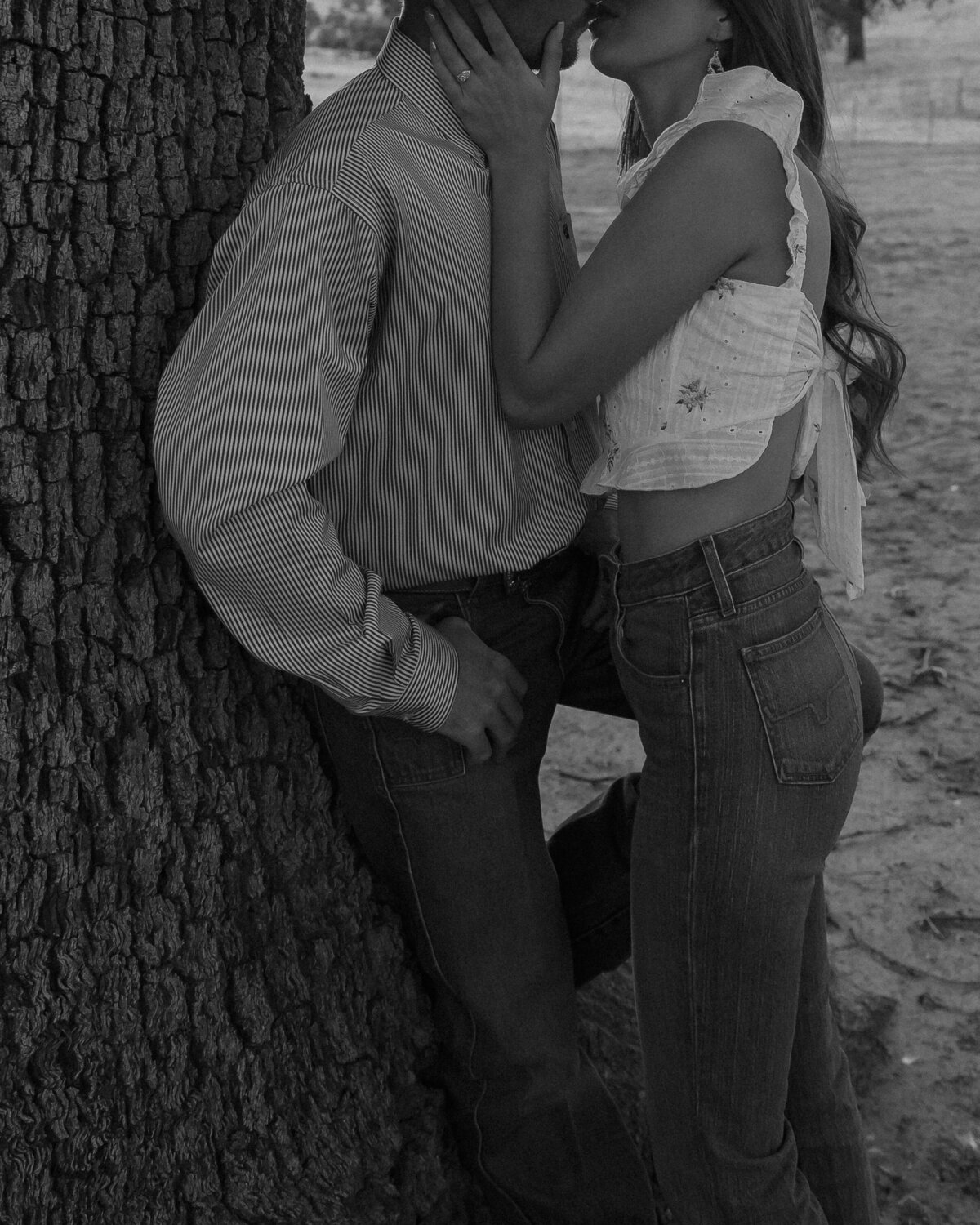 candid black and white couples engagement photos in San Luis Obispo on the Central Coast