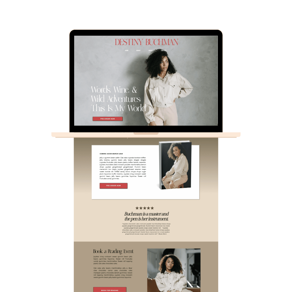 Previous work from a website design for an author.