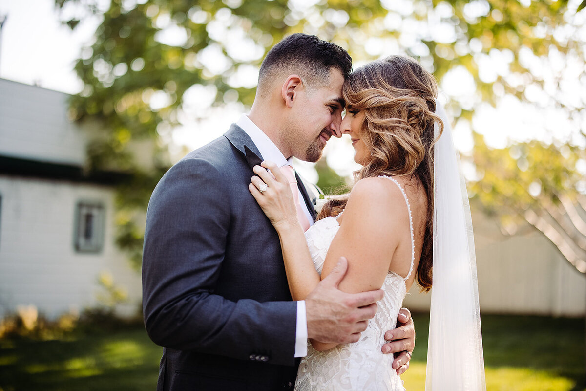 Bride and groom in love on their wedding day.