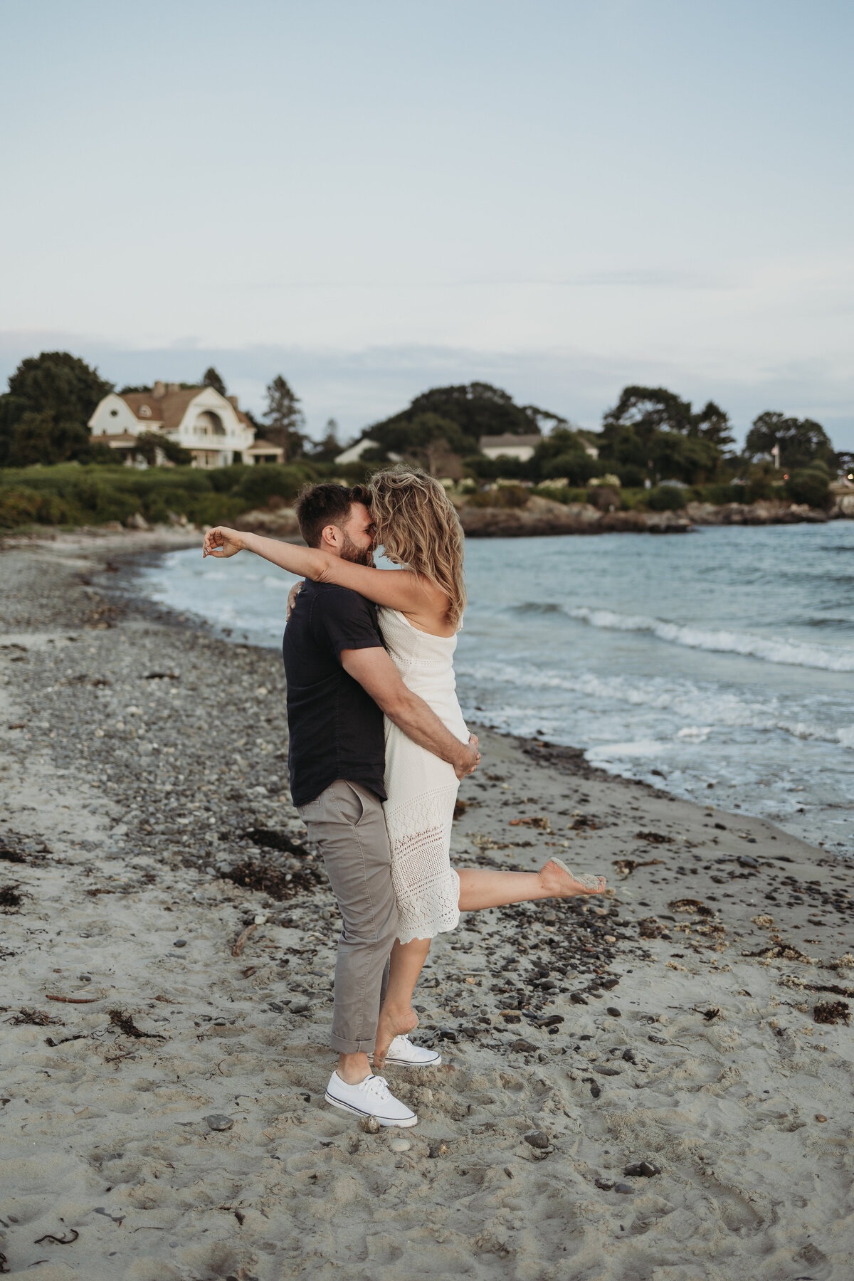 couple embracing on beach