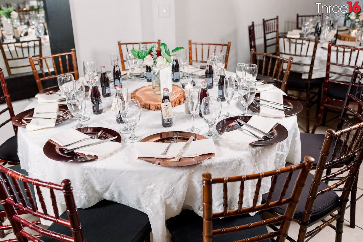 Wedding Reception table set up at Casa Bonita Event Center in Fullerton, CA