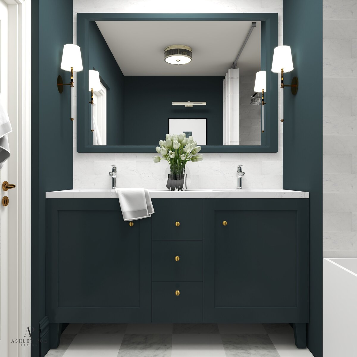 blue-Bathroom-remodel-marble-countertop-ashley-poe-design-phoenix-interior-design