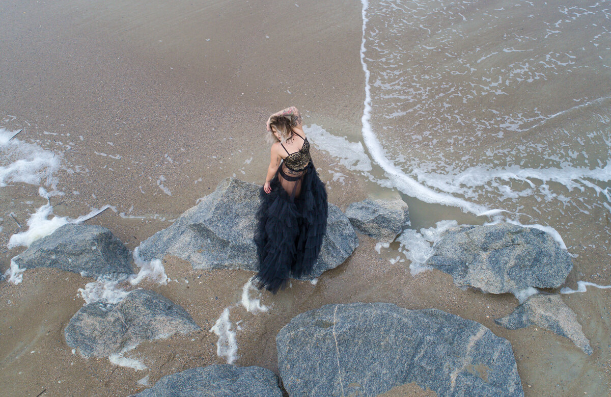 savannah-glamour-black-tulle-dress-aerial-portrait-tybee-beach-01