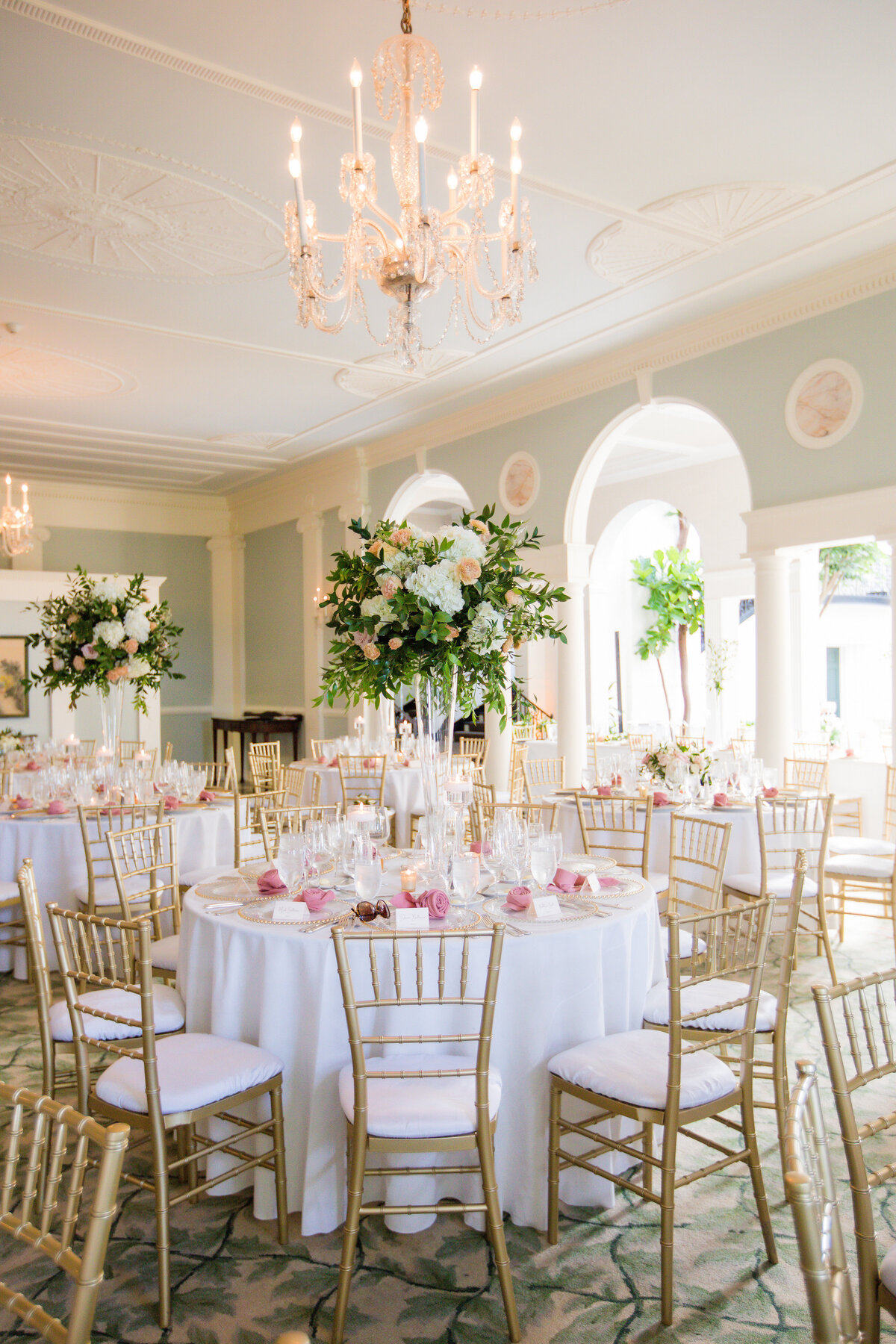 wedding setup in the dining room of the fox chapel golf club
