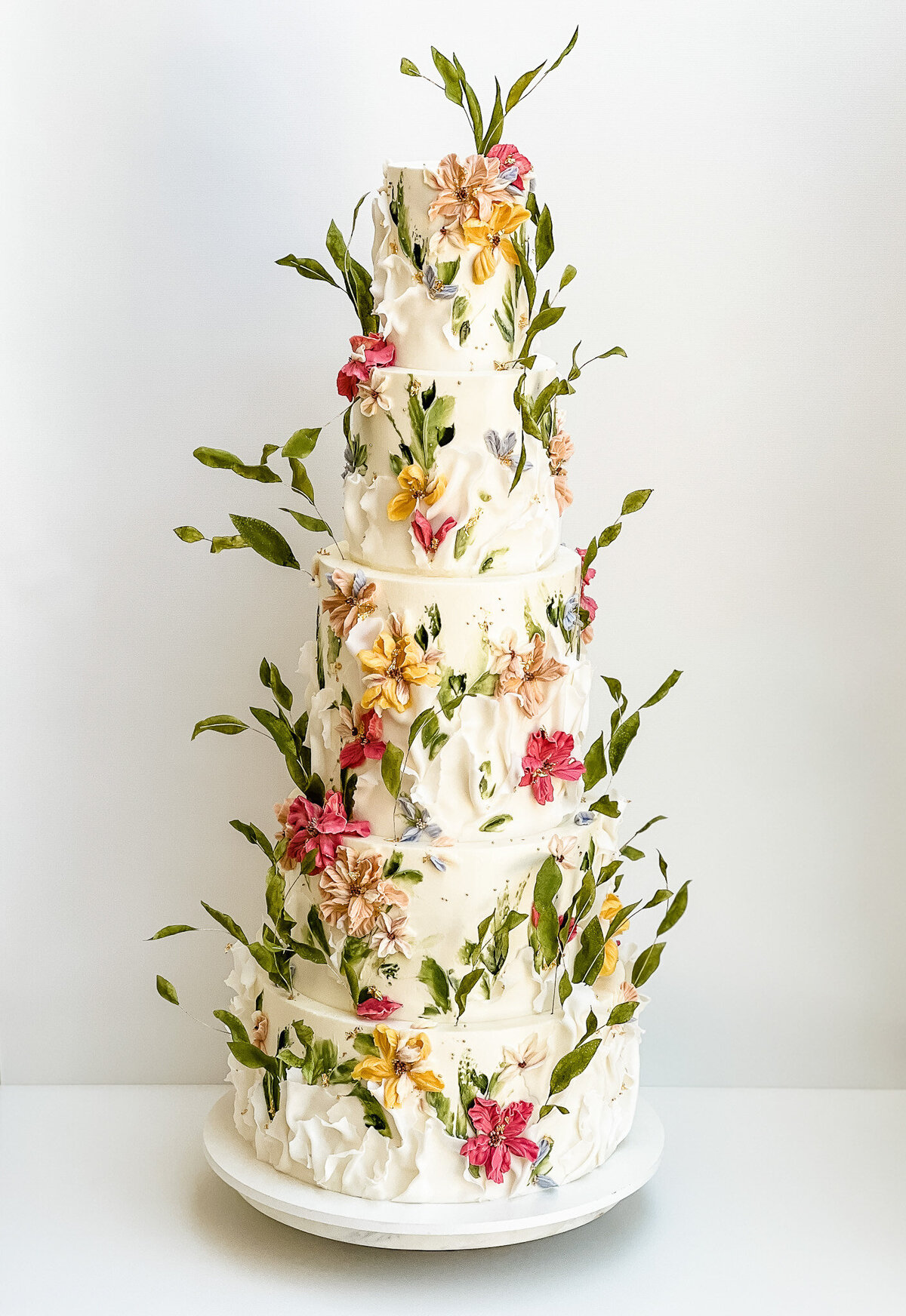 buttercream flower wafer paper wedding cake