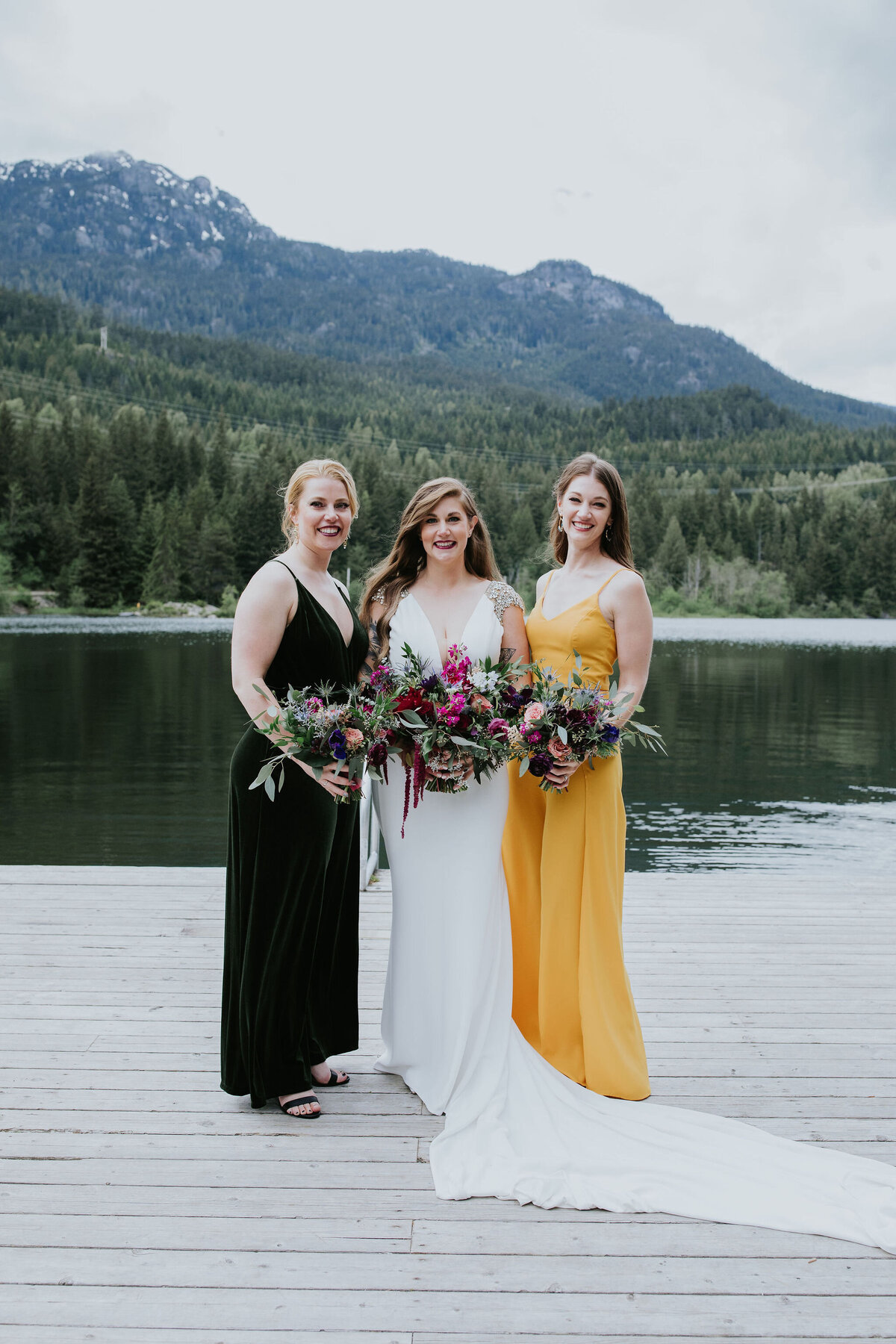 Bridal party with custom flowers for Nita Lake Lodge wedding Whistler - Within the Flowers