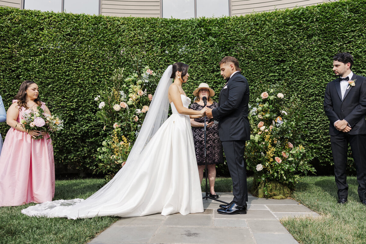 Bride and groom have their outdoor wedding ceremony at The Roundhouse in Beacon