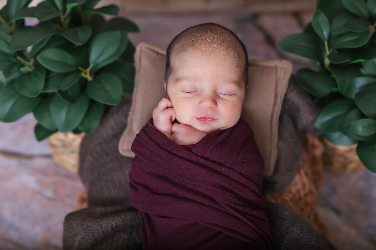 Modern Lifestyle Newborn Photography Hanover Pennsylvania Burgundy Wrap