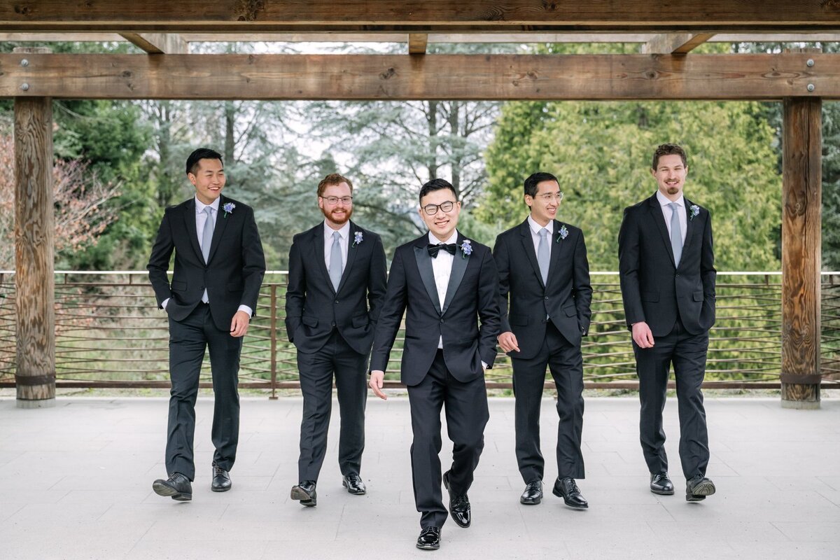 groomsmen kubota garden walk toward camera