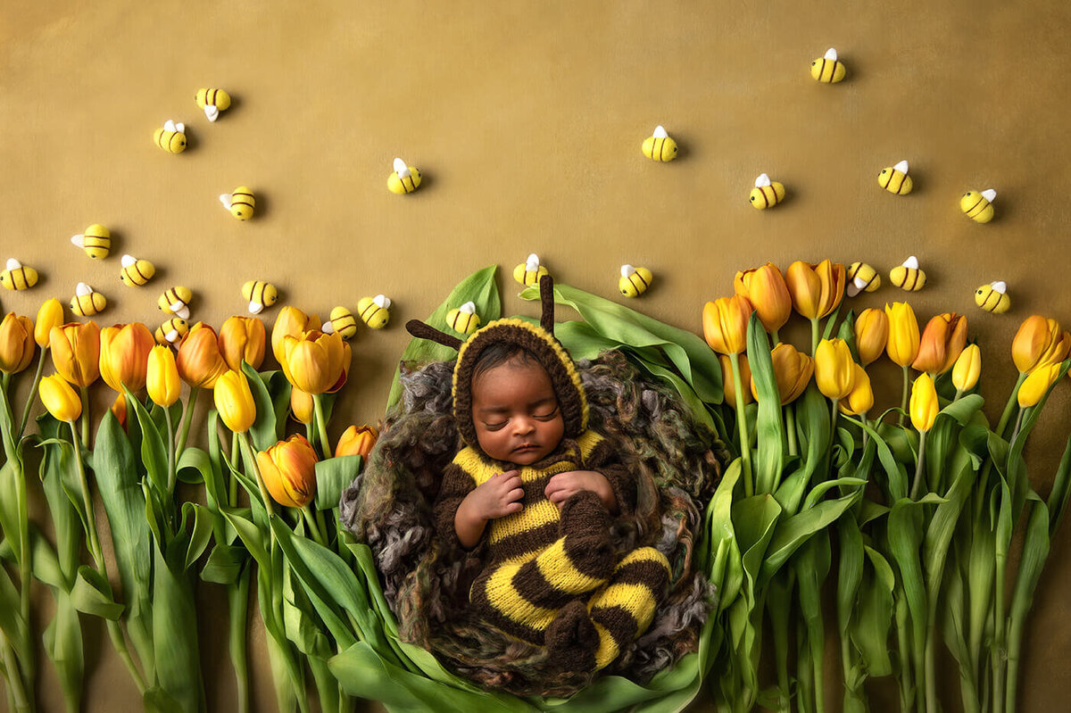 Baby dressed as a bee
