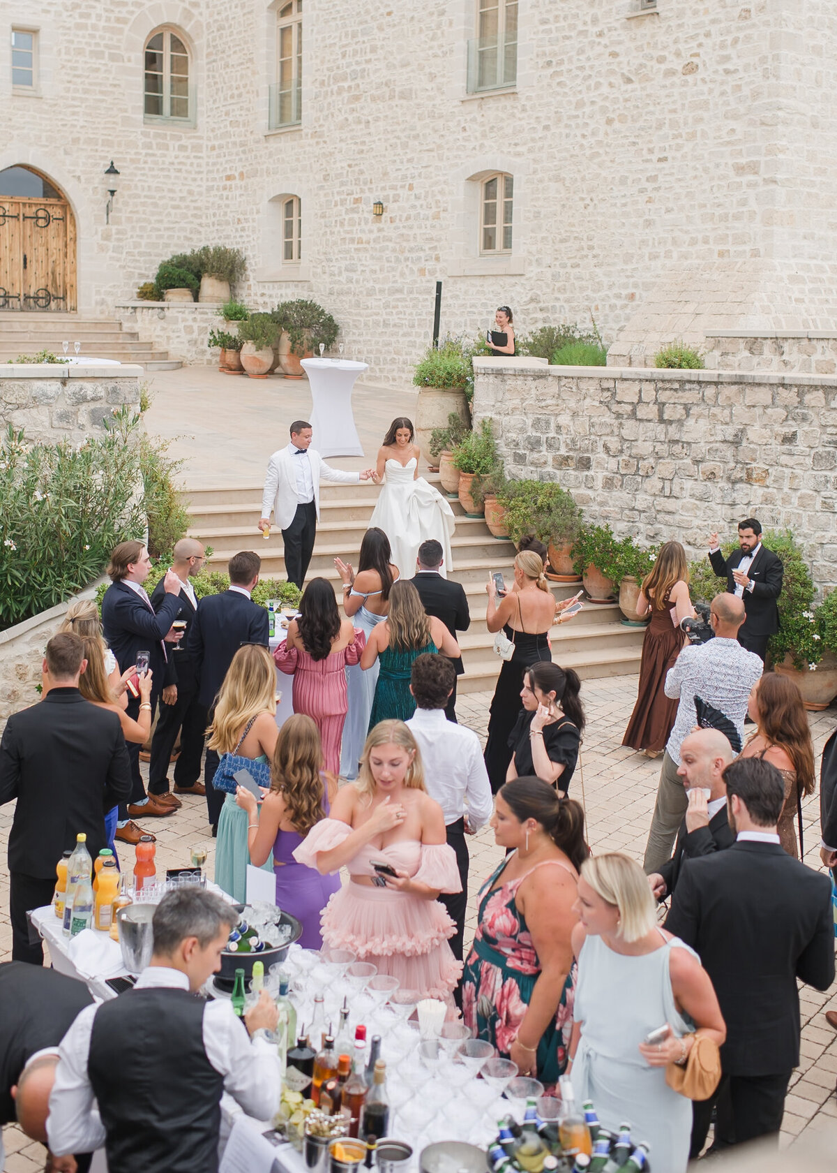 photo of cocktail hour at a chateau wedding