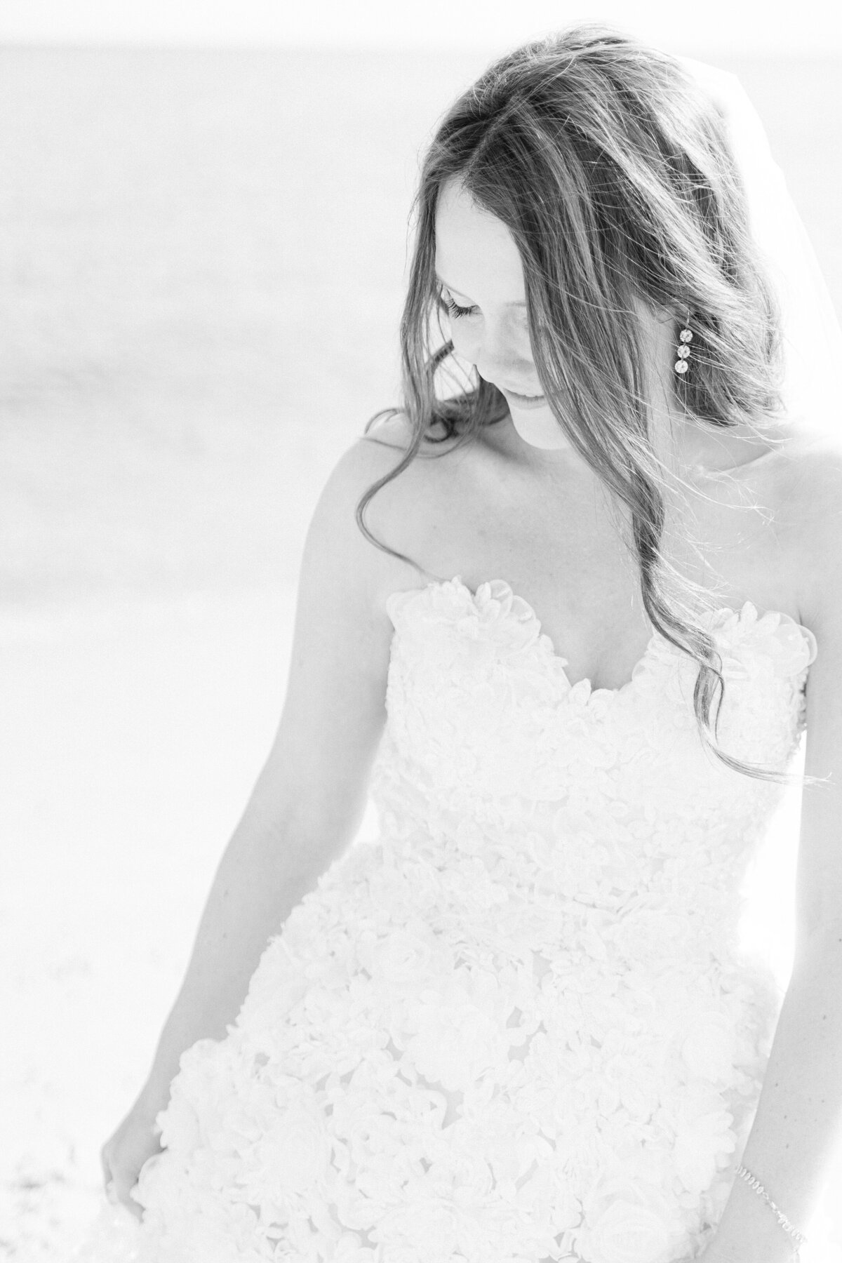 Bride on the beach in Hyannis Port for a Cape Cod wedding