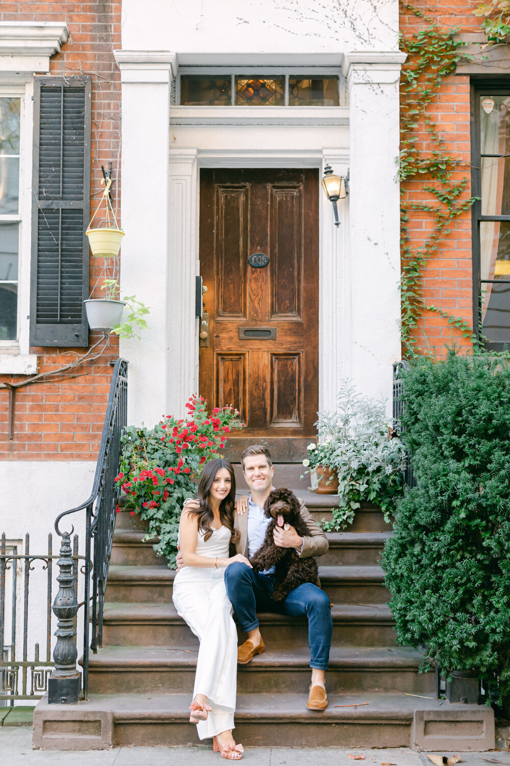 NYC Engagement Photo ideas,  NY Engagement with puppy photos, West Village Wedding Photographer