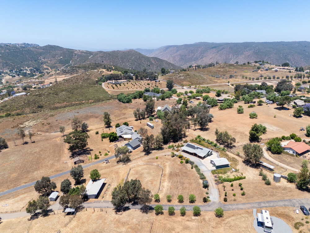 Aerial shot of a large property in Ramona, California