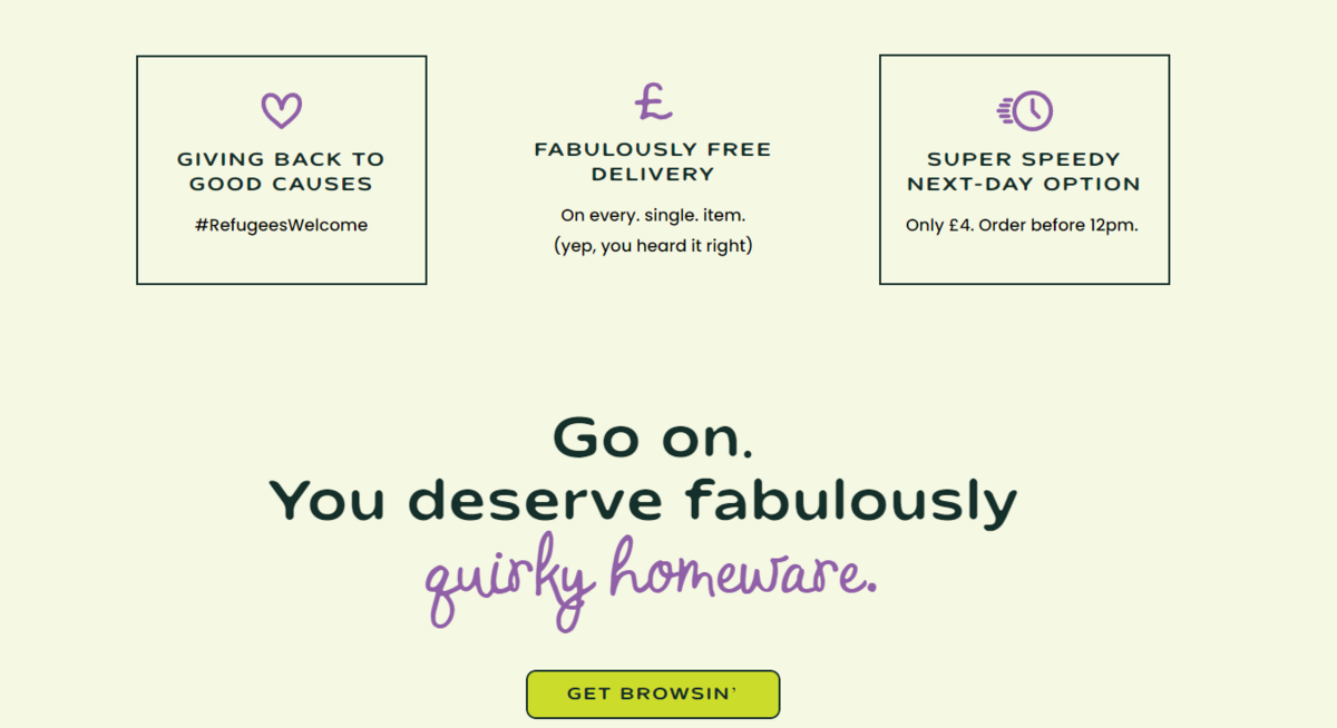 e-commerce website copywriting example