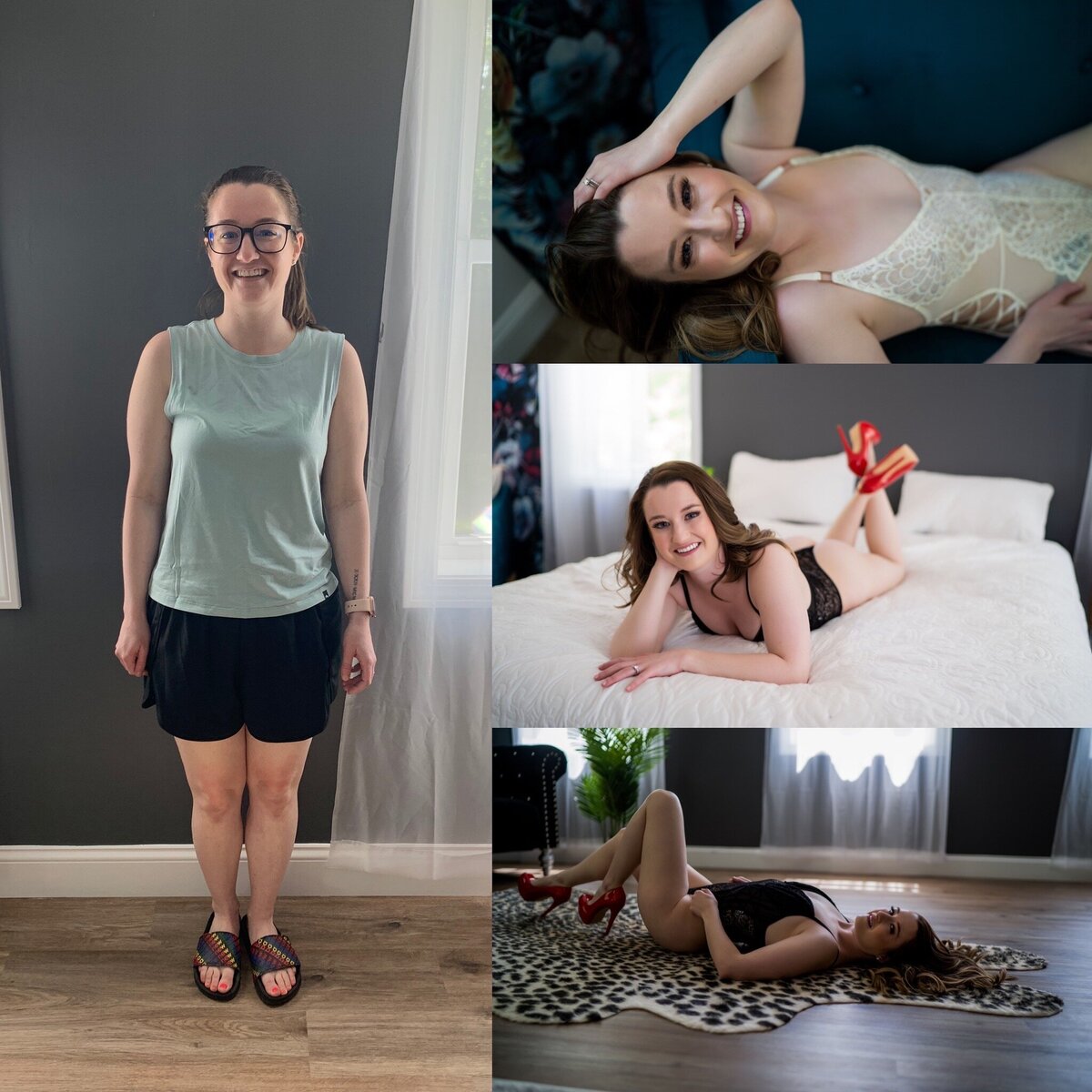 before and after from  boudoir session with Kerry Callahan Boudoir