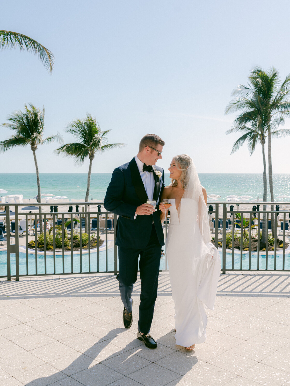 Happy couple during wedding at Ritz Carlton Beach Club