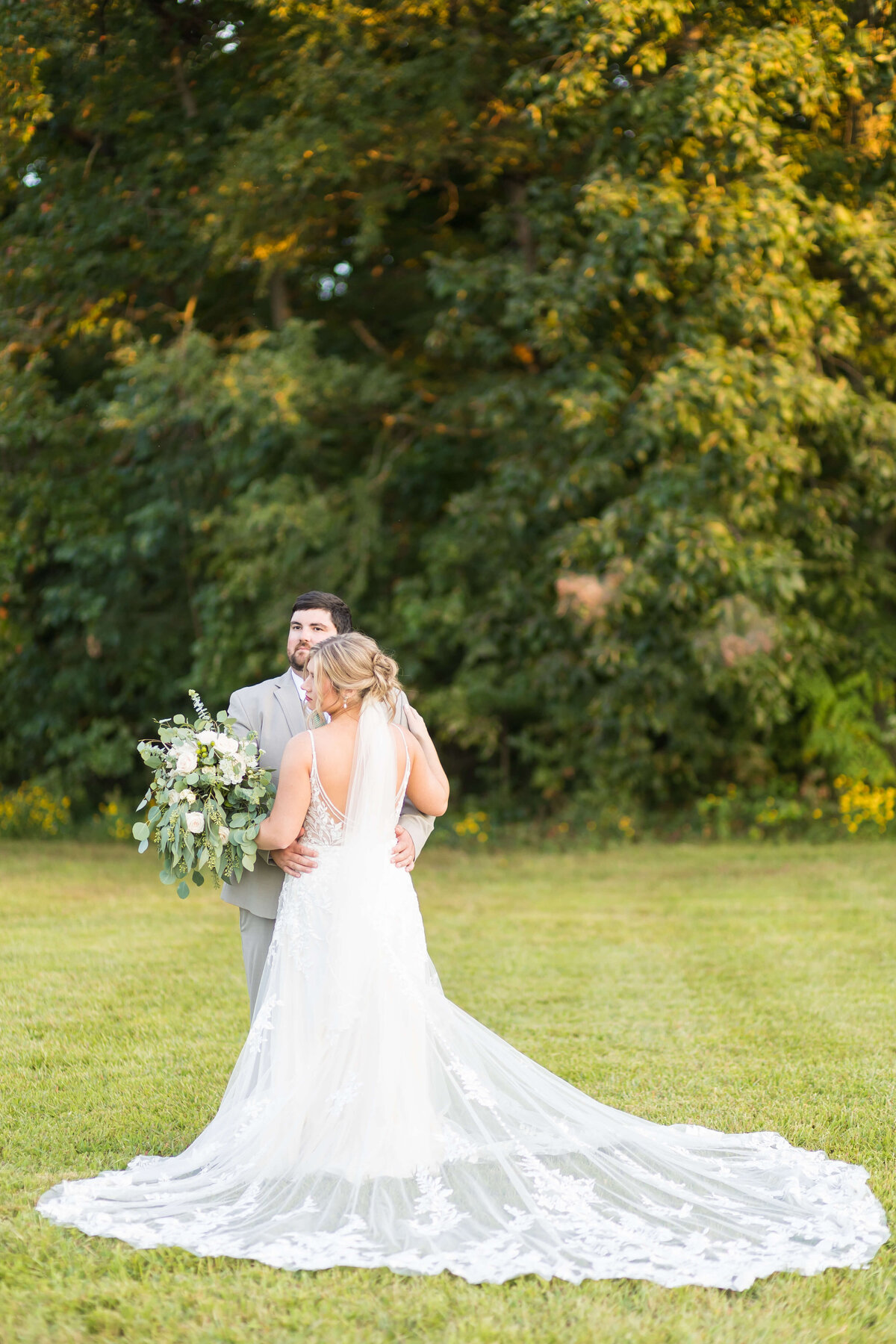 Bride and groom portraits at the  The Barn at White Oaks, Murray, Kentucky