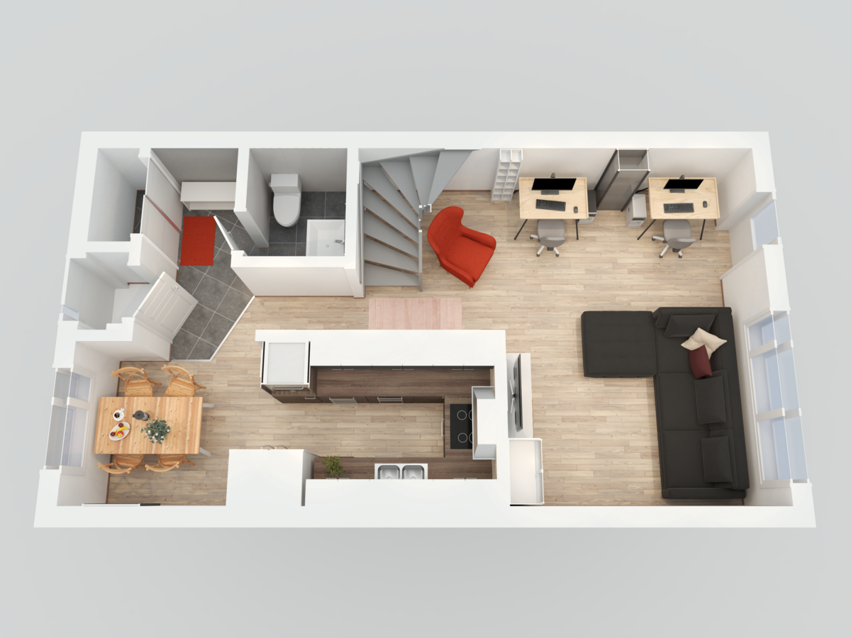 3d floor plan with furniture -FL1