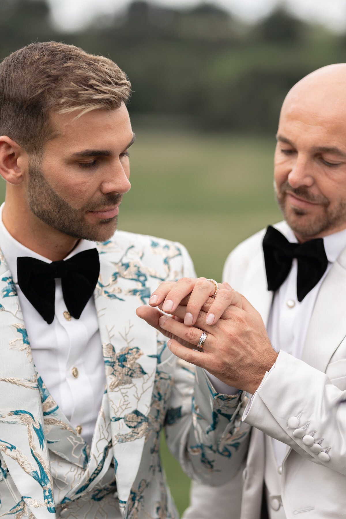 Editorial couple portraits at luxury same sex wedding at Orchardleigh Estate