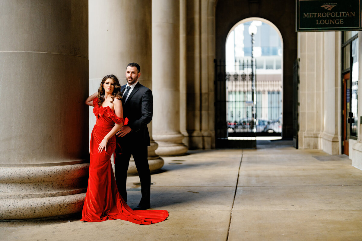 Aspen-Avenue-Chicago-Wedding-Photographer-Union-Station-Chicago-Theater-Engagement-Session-Timeless-Romantic-Red-Dress-Editorial-Stemming-From-Love-Bry-Jean-Artistry-The-Bridal-Collective-True-to-color-Luxury-FAV-71