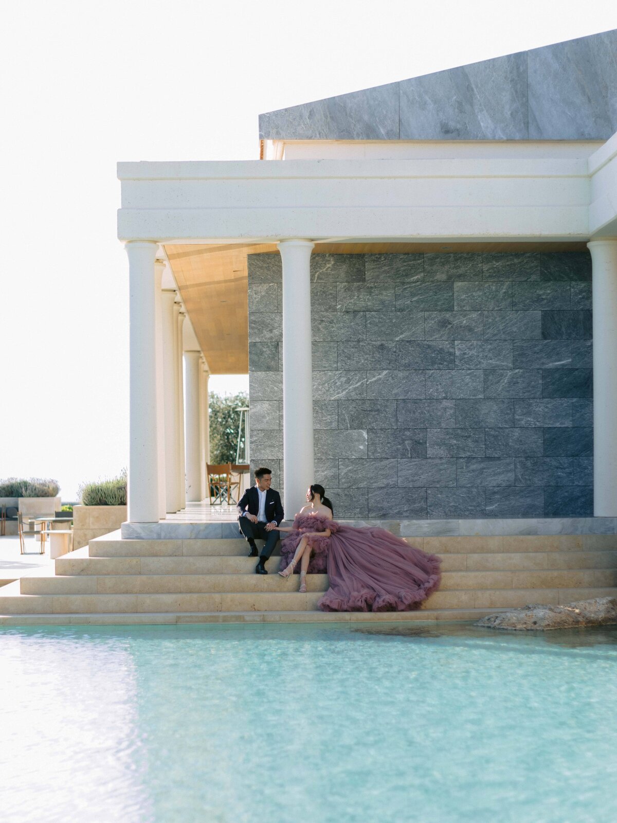 Newlywed Photos Aman Resort Greece