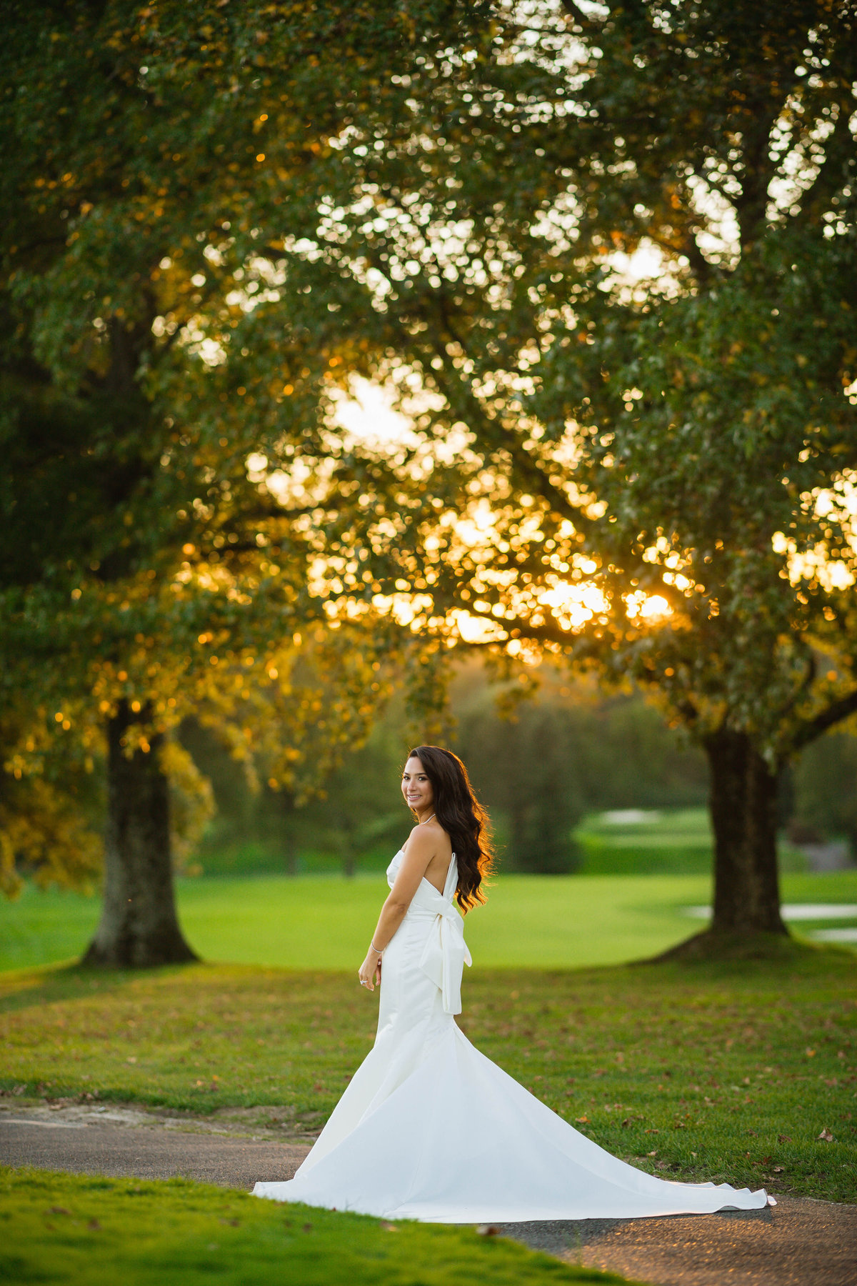 solo bride shot on the golf course at The Muttontown Club
