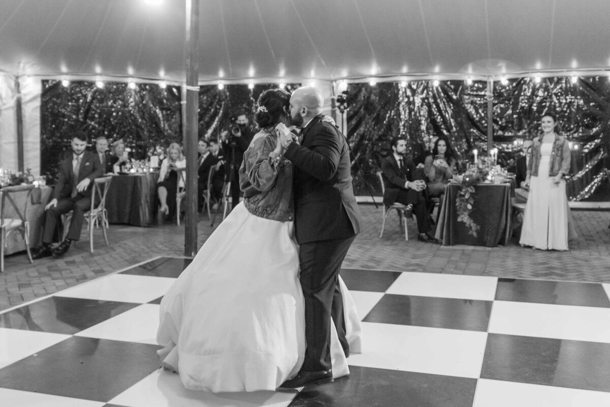 brittland estates couple on first dance checkered floor