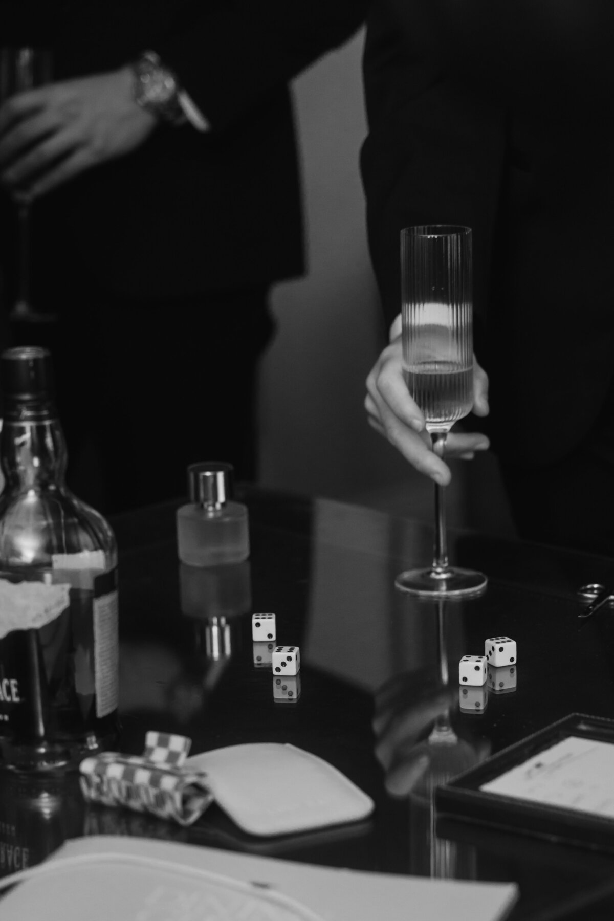 close-up photo of wedding party playing games.