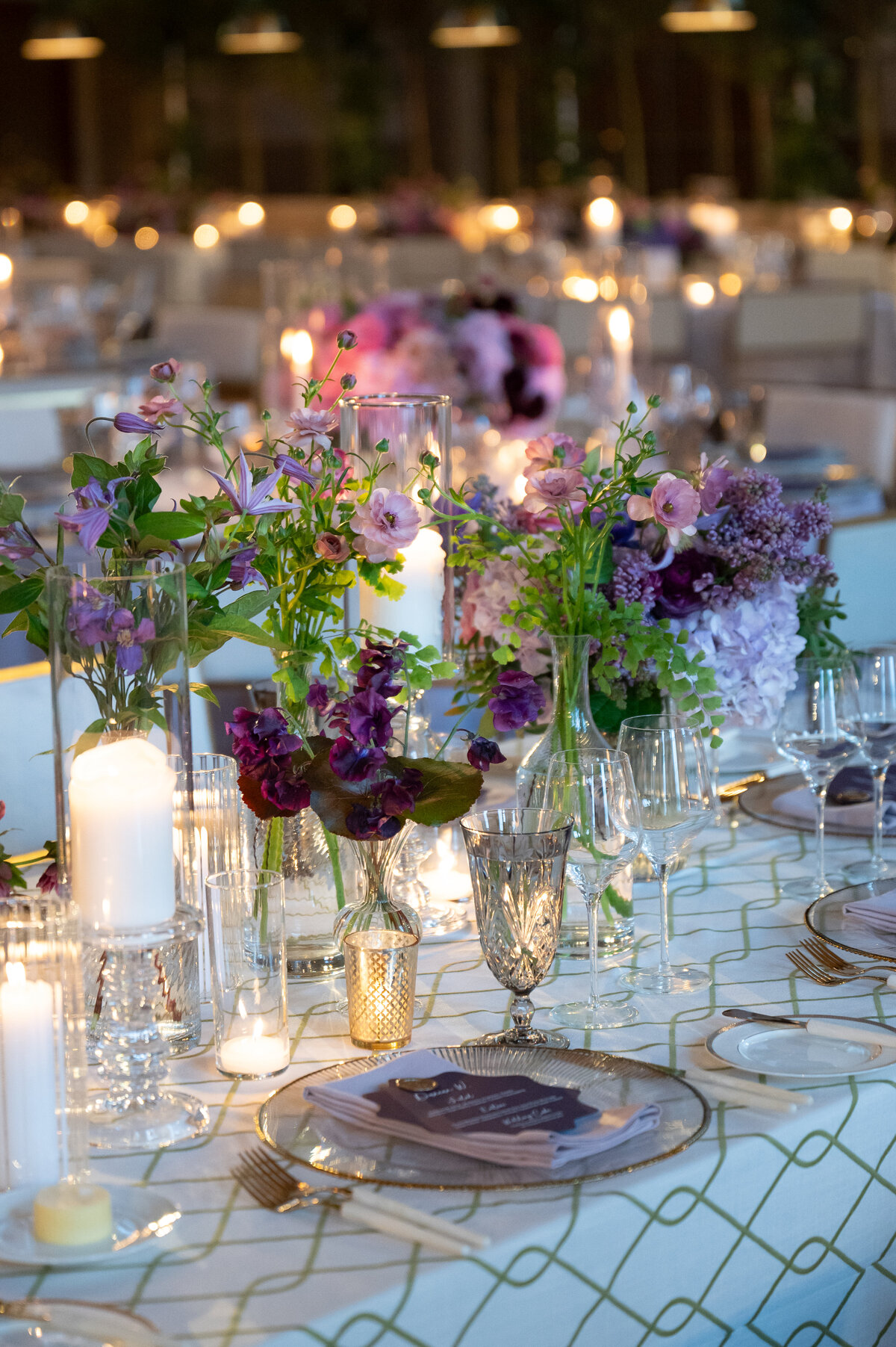 Lavender and purple wedding reception with Parisian touches for a wedding in Dallas