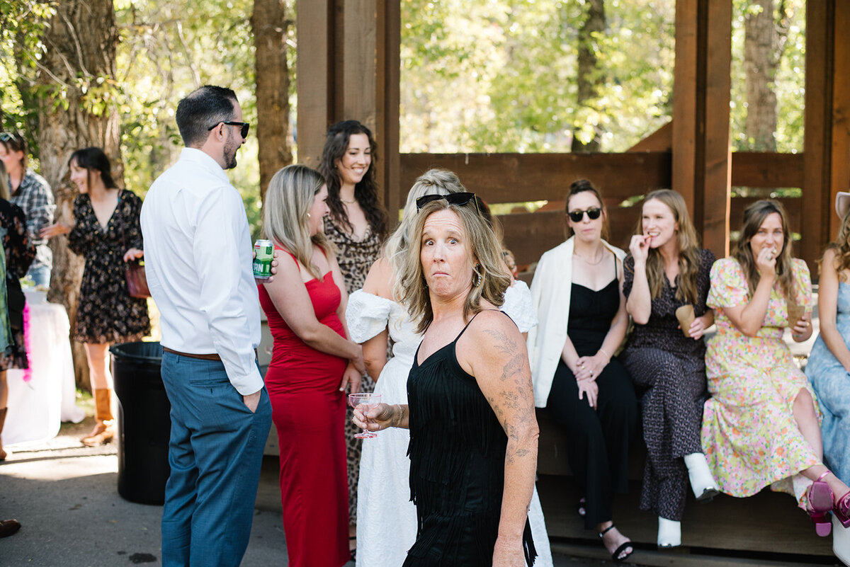 Candid photo of couple during their Denver, Colorado wedding.