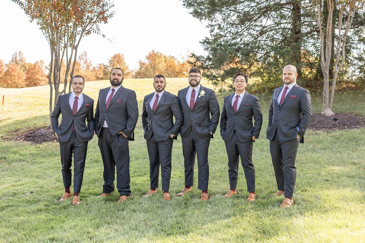 groomsmen in gray suits