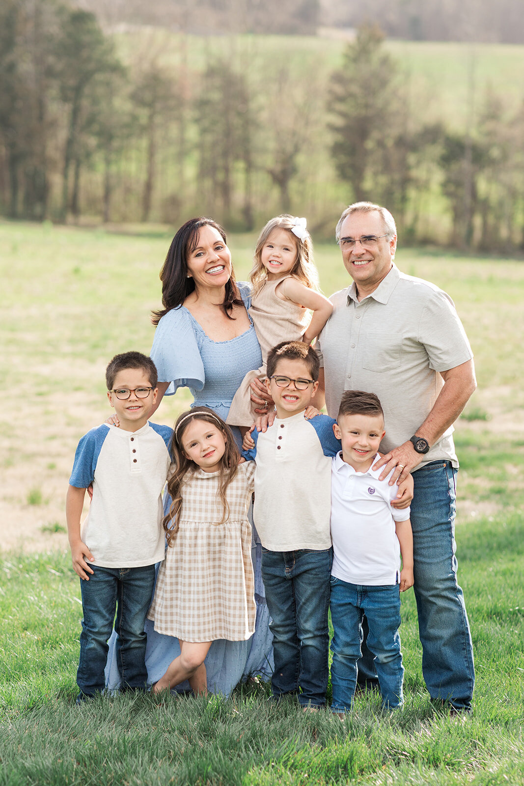 Extended family moments in golden hour light