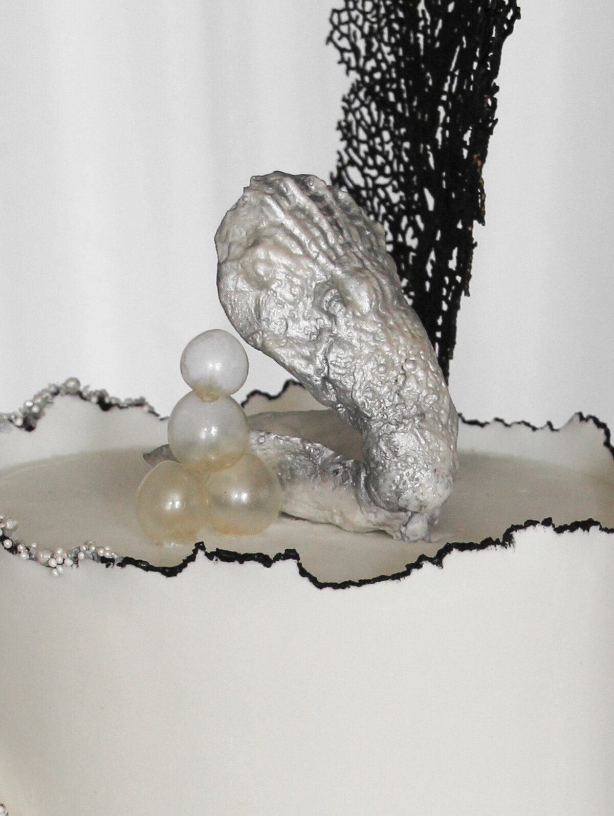 cake topper oyster pearl coastal wedding custom cake-3