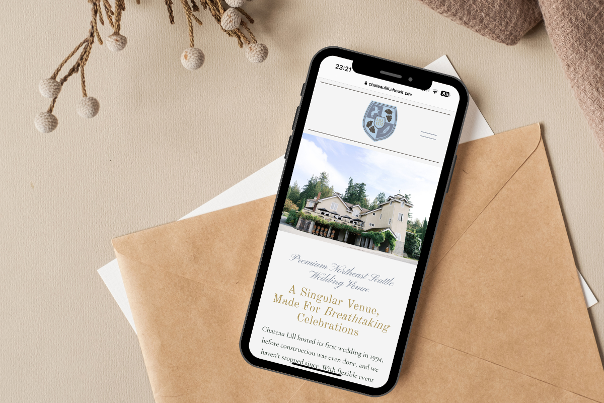 Custom Showit website design for a Washington wedding venue