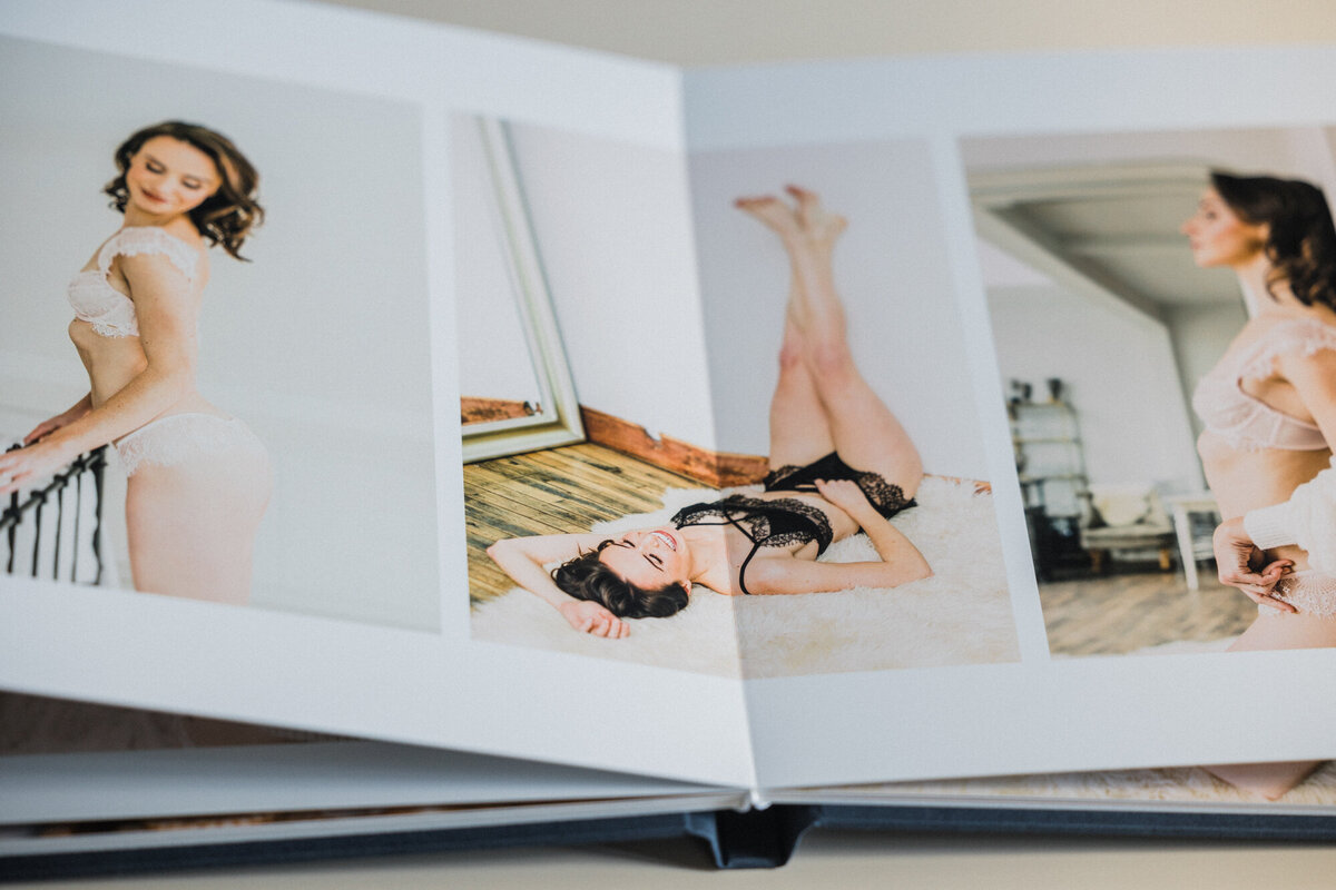 Chicago boudoir photographer, Ashley Biess, custom designs albums for her clients.