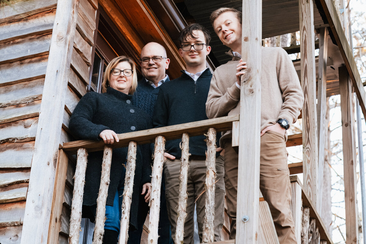 a family poses during a photo shoot in chattanooga