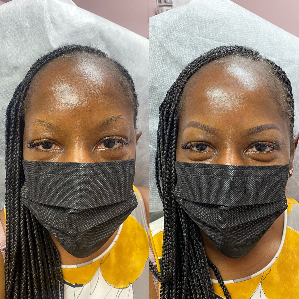 Ombre Powder Brows before and after