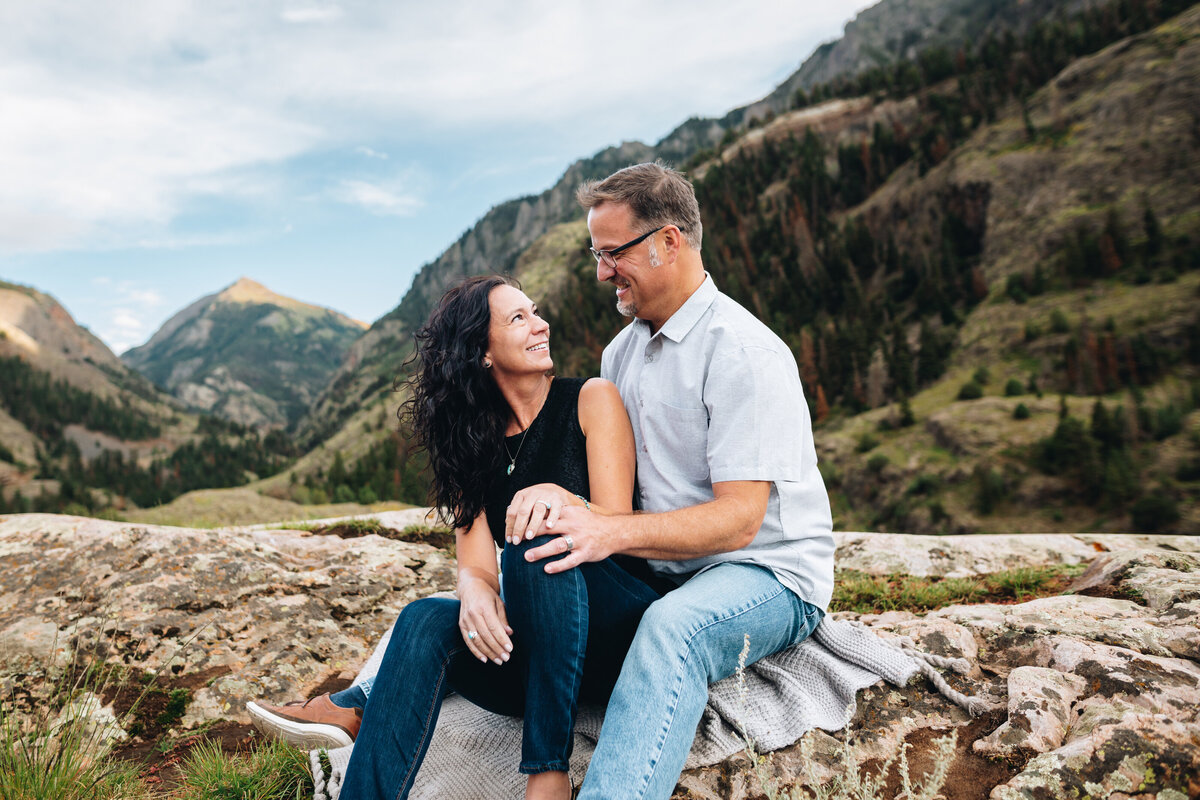 OURAY engagement session in front of Mt. Abrams.