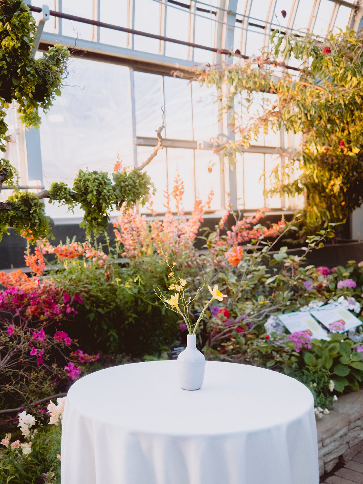 minimalist bud vase cocktail hour table