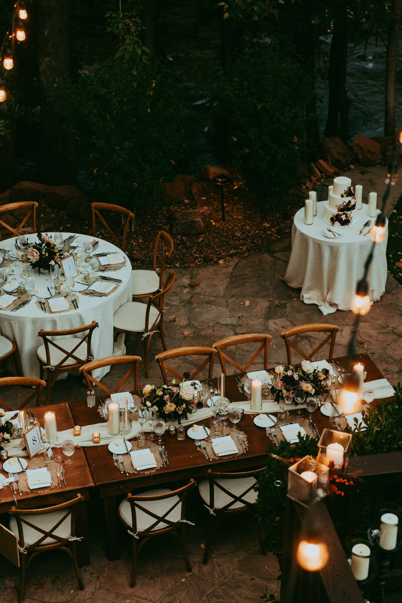 reception space lit up with candles in sedona